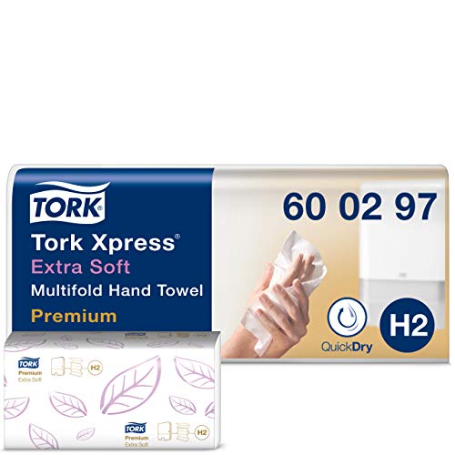 Tork Xpress 600297 Toallas de mano Premium / Toallas secamanos compatibles con el sistema H2 de Tork / 700 toallas / 2 capas / Blanco