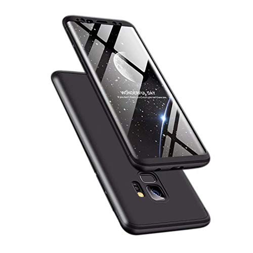TXLING Funda Samsung Galaxy S9 Bumper 3 en 1 Estructura 360 Grados Case Ultra-Delgado [Ligera] Anti-rasguños Carcasa para Samsung Galaxy S9 Negro +Cristal Templado