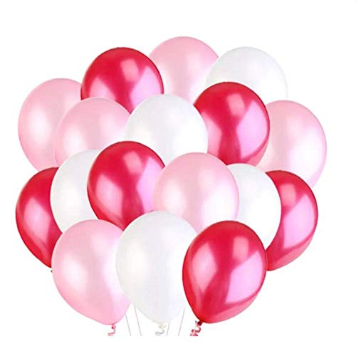 Unishop 100 Globos de Colores Rosa y Blanco y Negros de Látex para Fiestas, Globos para Decorar en Celebraciones, Bodas, Cumpleaños (Rosa)
