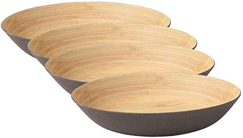 Vajilla ecológica juego de platos hondos 4 platos de bambú platos de comida grandes de 22 cm redondos antracita, platos para niños platos hondos platos para comer cuenco, antracita/negro