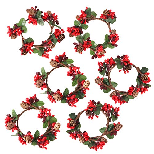 VALICLUD 6 Piezas Corona de Navidad en Miniatura Mini Corona de Baya de Acebo de Navidad para Jardín de Hadas Casa de Muñecas Decoración Del Árbol de Navidad para La Fiesta de Vacaciones