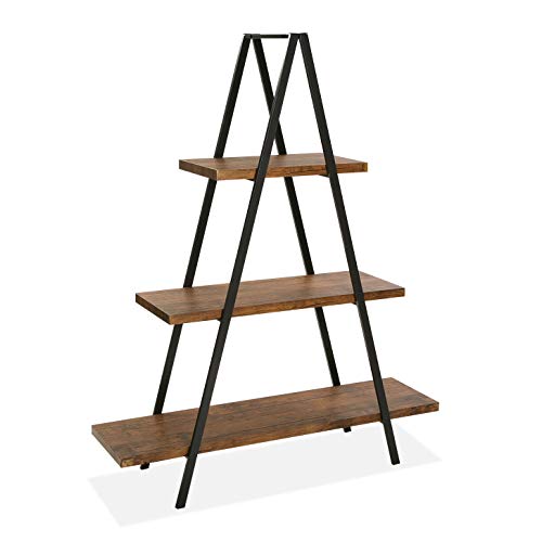 Versa Brunswick Estantería de Pared de Estilo Industrial Biblioteca de Madera Aglomerada con 3 Baldas o Estantes Librería Comedor Salon Marrón y Negro, 137 x 33 x 110 cm