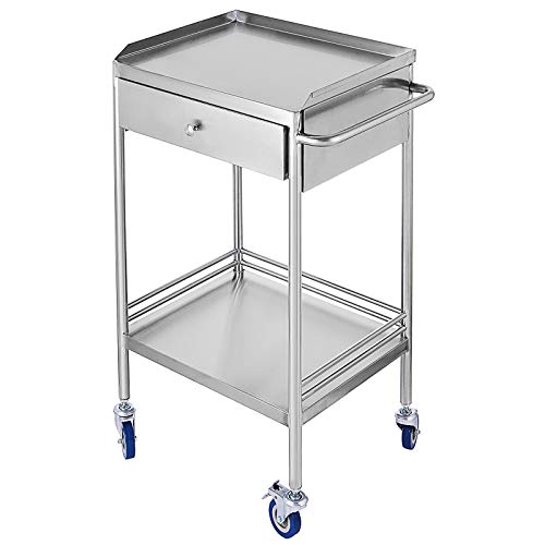 VEVOR Carrito de Médico con 2 Capas y 1 Cajón de 53,1 x 41,9 x 77,2 cm, Carrito de Laboratorio Acero Inoxidable de Plata, Carrito de Metal con 4 Ruedas Omnidireccional para Cafeterías y Hoteles VEVOR Carrito de Médico con 2 Capas y 1 Cajón de 53,1 x 41,9 x 77,2 cm, Carrito de Laboratorio Acero Inoxidable de Plata, Carrito de Metal con 4 Ruedas Omnidireccional para Cafeterías y Hoteles