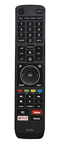 VINABTY EN3Y39D Mando a Distancia de Repuesto para Hisense TV H43A6500 H50A6500 H55A6500 H65A6500 EN3Y39H EN3Y39HB Remote Controller with DMP Youtube Netflix Media Buttons