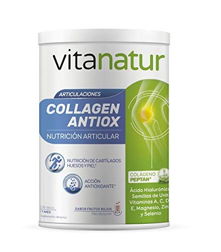 VITANATUR COLLAGEN ANTIOX 360g - Complemento alimenticio a base de colágeno Peptan, ácido hialurónico, Regenerador y antioxidante, Formato en polvos sabor frutos rojos, Incluye dosificador VITANATUR COLLAGEN ANTIOX 360g - Complemento alimenticio a base de colágeno Peptan, ácido hialurónico, Regenerador y antioxidante, Formato en polvos sabor frutos rojos, Incluye dosificador