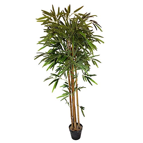 Wellhome Planta de bambú Artificial de 130 cm de Altura con Maceta