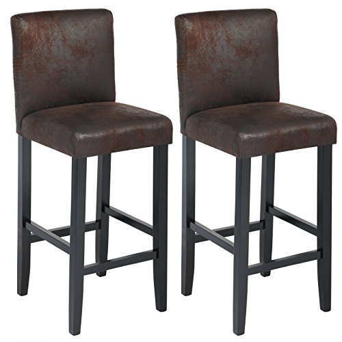 WOLTU 2X Taburete de Bar Silla Bistro con Respaldo Taburete Alto Patas Negras de Madera Maciza Asiento Acolchado Grueso Aspecto de Cuero Antiguo Negro BH38sz-2 WOLTU 2X Taburete de Bar Silla Bistro con Respaldo Taburete Alto Patas Negras de Madera Maciza Asiento Acolchado Grueso Aspecto de Cuero Antiguo Negro BH38sz-2
