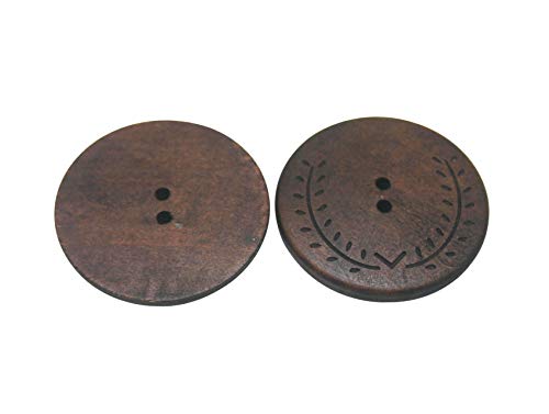 Wuuycoky Botones redondos de madera de 50 mm de diámetro con 2 agujeros para manualidades, costura, 10 unidades