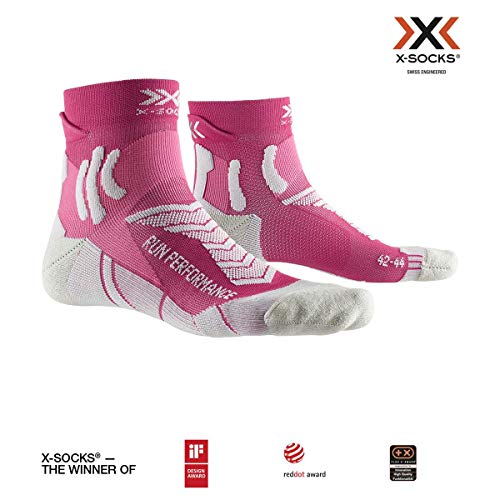 X-Socks Run Performance Women Socks, Mujer, Flamingo Pink/Pearl Grey, 35-36