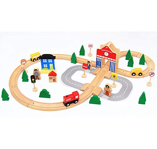 XIALIUXIA Juego De Tren De Madera Todo En Uno De 50 Piezas con Accesorios/Juego De Tren De Escena De Tránsito De Riel De Madera Maciza, Regalo De Juguete para Niños Y Niñas De Más De 3 Años XIALIUXIA Juego De Tren De Madera Todo En Uno De 50 Piezas con Accesorios/Juego De Tren De Escena De Tránsito De Riel De Madera Maciza, Regalo De Juguete para Niños Y Niñas De Más De 3 Años
