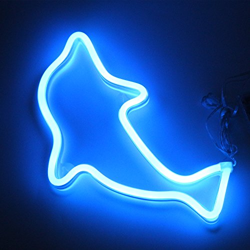 XIYUNTE Dolphin luz de neón Señales luminosas LED Delfín señales de neón Iluminación de ambiente azul Delfín Iluminación de interior decoración para, bar, reunirse, navideña