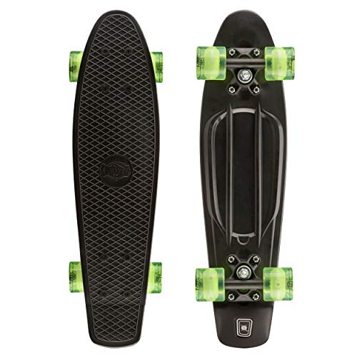 Xootz Kid 's - Skateboard con luz LED en Las Ruedas, diseño Retro, Infantil, Complete Retro Plastic, Negro, 55,88 cm