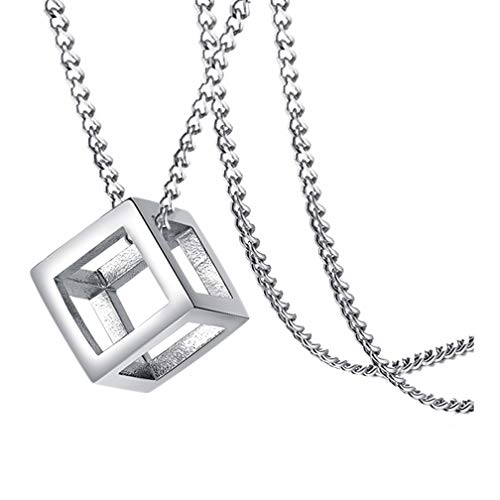 Xusamss - Collar con colgante de acero de titanio hueco, cadena de 56 cm