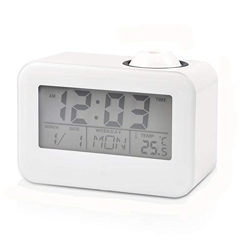 YHG Digital Projection Clock, LCD Display Alarm Clock Voice Control Ceiling Projection with Temperature Date Calendar Snooze Function, Suitable for Students, The Elder, Office Men and More