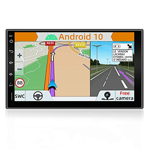 YUNTX Android 10 Autoradio - GPS 2 DIN - Cámara Trasera Gratis - 7 Pulgada Pantalla táctil - Soporte Dab+ / Mandos de Volante/USB/SD / 4G / WiFi/Bluetooth/MirrorLink/Carplay