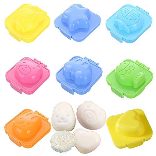 Ziyero 8 Piezas Huevos Cocidos Moldes de Plástico Molde de Decoración Bento de Plástico Superficie Segura Fácil de Limpiar, para Restaurantes de Sushi, Hogar, Oficina, Camping Etc—Color Aleatorio
