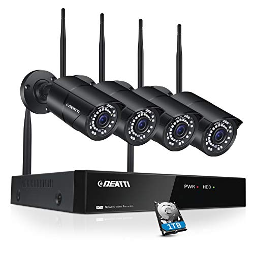 1080P Kit de Seguridad WiFi Vigilancia Inalámbrica Sistema, 8CH HD NVR Kit, 4pcs IP Caméra de Surveillance 2.0 MP Métal Vision Nocturne Surveiller à Distance Via Smartphone/PC 1TB HDD