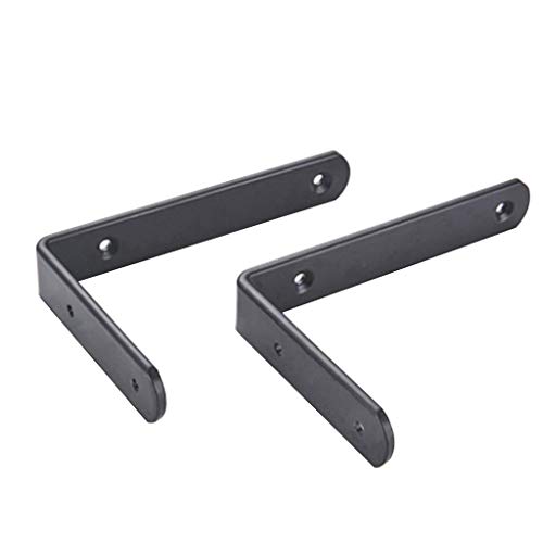 2 piezas de soporte de hierro para estante L, soporte de esquina decorativo, soporte angular para colgar en la pared, soporte para estantería, conector para muebles (negro, blanco), negro, 200 * 150 m
