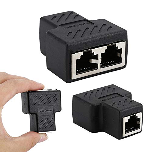 2 piezas RJ45 Lan cable interruptor divisor adaptador para extensión, enchufe distribuidor de red en Y conector Ethernet 1 a 2 puerto hembra dual en T acoplador de red de acoplamiento modular blindado