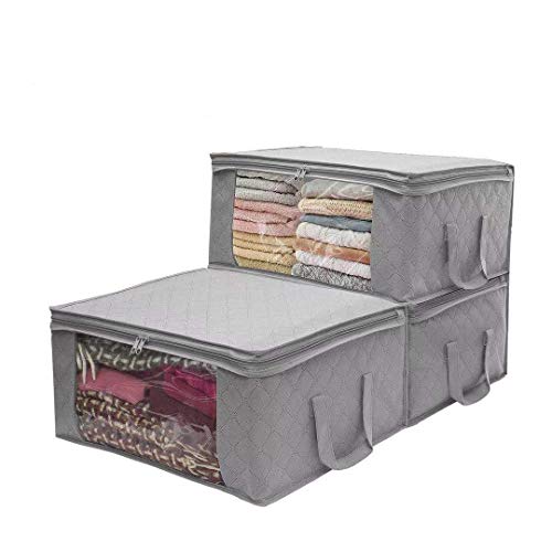 3 piezas Organizador de almacenamiento Bolsas para ropa/Hogar/Dormitorio,carbón vegetal, con ventana transparente grande y asas 3 piezas Organizador de almacenamiento Bolsas para ropa/Hogar/Dormitorio,carbón vegetal, con ventana transparente grande y asas
