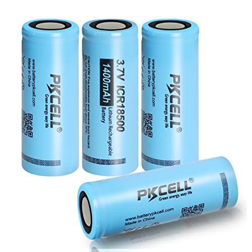4 unids PKCELL 3.7V 1400Mah batería recargable de litio 18500 Batteies de iones de litio para linternas