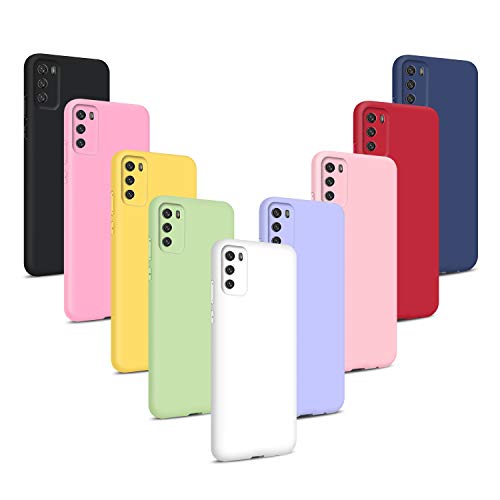 9X Funda para Xiaomi Poco M3, Carcasas Flexible Suave TPU Silicona Ultra Delgado Protección Caso(Rojo + Rosa Claro + Púrpura + Amarillo + Rosa Oscuro + Verde + Negro + Azul Oscuro)