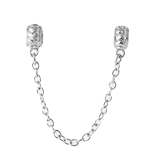 Abalorio de cadena de plata de ley 925 con cierre de cierre de clip de seguridad para pulseras Pandora (plata)