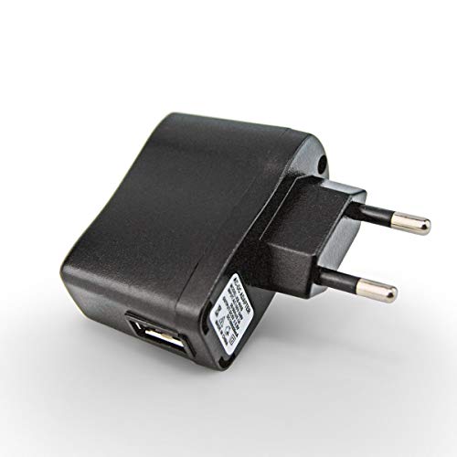 Adaptador PRUNUS AC/DC USB 5V1A con indicador luminoso, perfecto para radios y altavoces, con batería recargable de litio (5V/1A, negro)