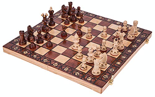 Ajedrez de Madera - AMBASADOR Mini - 35 x 35 cm - Piezas de ajedrez & Tablero de ajedrez