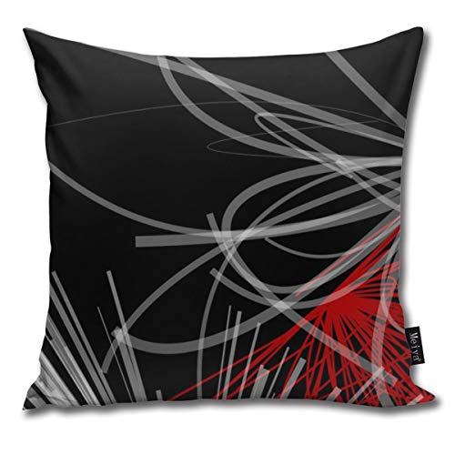 Ameok-Design Funda de cojín cuadrada decorativa de microfibra de terciopelo suave, color negro, blanco, gris y rojo, para sofá, dormitorio, coche, con cremallera invisible, 45,7 x 45,7 cm