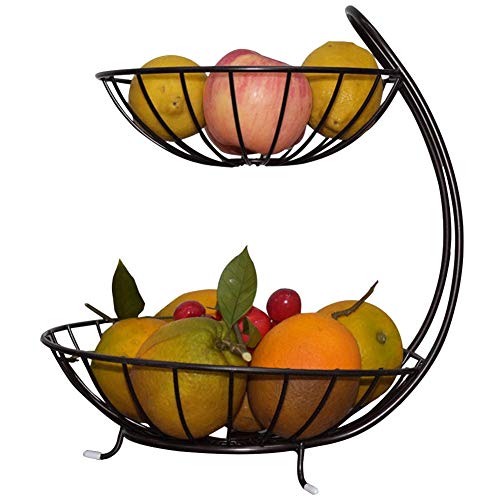 animes 2 pisos fruit basket metal fruit bowl, canasta de frutas decorativa canasta de frutas merienda canasta - práctica canasta de frutas para frutas y verduras, artículos para el hogar
