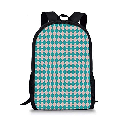 AOOEDM Backpack Mochila Escolar con Estilo geométrico, Azulejos de Cocina inspirados en los años 50 y 60 con diseño Decorativo para niños, 11 'L x 5' W x 17 'H
