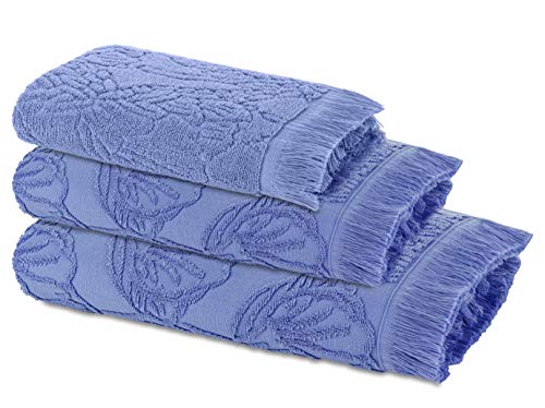 Ardenza Juego de 3 toallas de Terry Blossom, tamaño 33 x 50 cm, 48 x 90 cm, 70 x 140 cm, densidad 520 g/m² (morado)