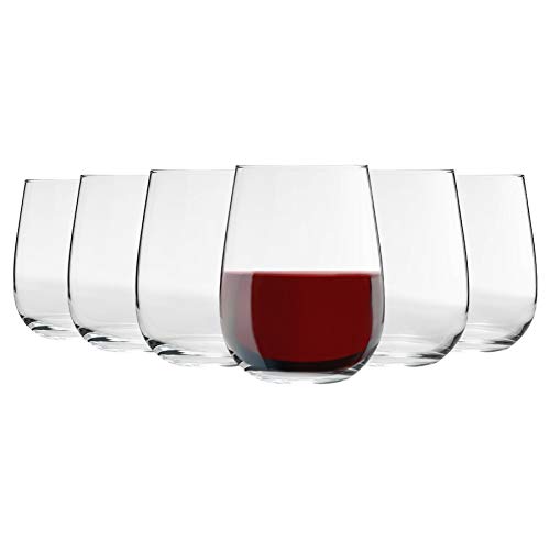 Argon Tableware 6 Pieza Corto sin pie Copas de Vino Set - Estilo Moderno de Cristal Vasos para Rojo, Vino Blanco - 475ml