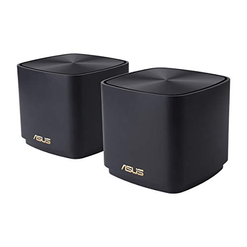 ASUS ZenWifi AX Mini (XD4) - Pack de 2 Sistemas de Red mallada Wi-Fi 6 AX1800, (Cubre hasta 446 m2, instalación Sencilla, Funciones de Seguridad y Controles parentales), Color Negro