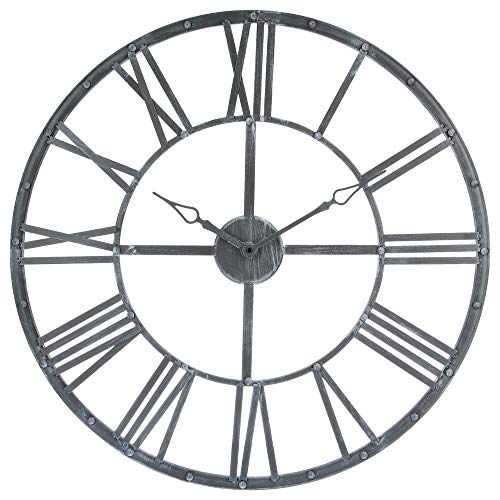 Atmosphera Gran Reloj de Pared de Metal Estilo Vintage - Diámetro 70 cm - Color Gris.