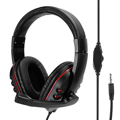 Auriculares para juegos, Auriculares para juegos montados en la cabeza con micrófono, Auriculares con conector de 3,5 mm, Calidad de sonido estéreo, Adecuado para Playstation 4, Xbox One(negro + rojo)