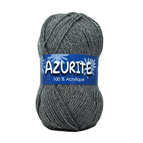 Azurite - 10 Pelotes de Laine Gris 3074 - 100% Acrylique - Laine Pas Cher