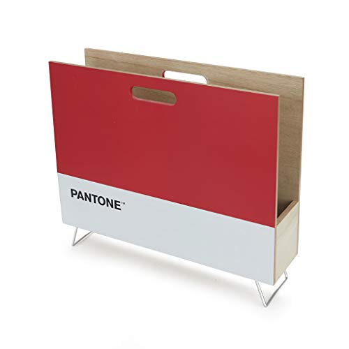 Balvi Revistero Pantone Color Rojo Decorativo Organizador para revistas, Diarios, Documentos, con diseño Moderno y Minimalista Pantone Madera DM 28x38x9 cm