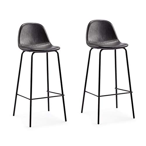 BAR STOOL LHY - Taburete de bar creativo para el hogar, respaldo para el hogar, silla alta, giratoria, taburete para desayuno, restaurante, taburete antideslizante (color: negro, tamaño: 65 cm)