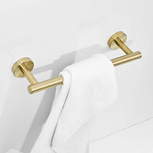 Barra de toalla de acabado dorado cepillado Acero inoxidable 30 cm Toalleros de baño Montaje en pared Leekayer
