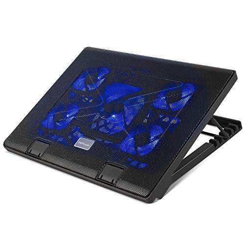 Base de Refrigeración para Portátil Radiador MVPOWER de Laptop con 5 Ventiladores y 2 Puertos USB Velocidad del Ventilador Ajustable (12-17 Pulgadas)