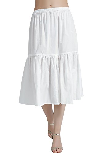 BEAUTELICATE Enaguas para Mujer Algodón Antiestática Larga Corto Media Combinación Falda para Vestido Blanco Marfil Negro Ropa Interior Marfil-85cm, XL