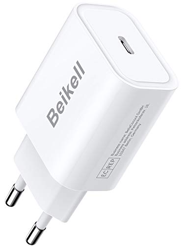 Beikell 20W Cargador USB C, Cargador Móvil USB C Power Delivery 3.0 Carga Rápida y USB QC 3.0 para iPhone 12/12 pro/12 pro max/11/11 pro max, iPad, Huawei, Xiaomi y Más