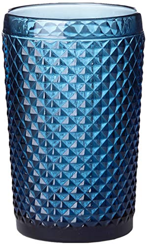 Better & Best Vaso whisky de cristal, alto, decorado con picos, color azul, medidas 8x8x12,5 cm
