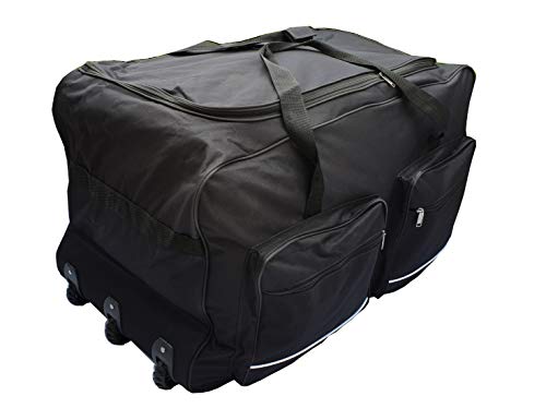 Bolsa de Viaje Blanda Deportes Maleta Trolley Grande con Ruedas. Talla L-100L, XL-115L, XXL-150L, XXXL-200L. Negro y Azul (Negro, 200L)