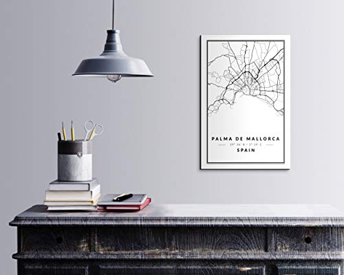 Bonamaison Mapa de la ciudad de Palma de Mallorca, Spain 40x60 Cm, decoración moderna del arte de la pared - Diseñado y fabricado en Turquía