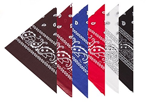 Boolavard 100% algodón, 1, 6 o 12 pañuelos con diseño original de Paisley Elección del Headwear del abrigo de la bufanda/cabeza de la cinta del cuello de la cabeza del pelo del abrigo (6 orden mezcl