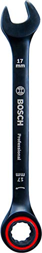 Bosch Professional 1600A01TH1 Llave combinada con función de carraca, 17 mm, cromo vanadio, 17mm