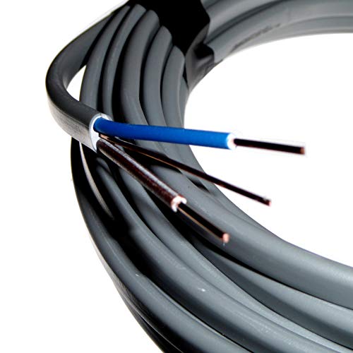 Cable eléctrico BASEC de 7 metros de corte de 1,5 mm 6242Y plano Twin & Earth Grey Cable azul y marrón